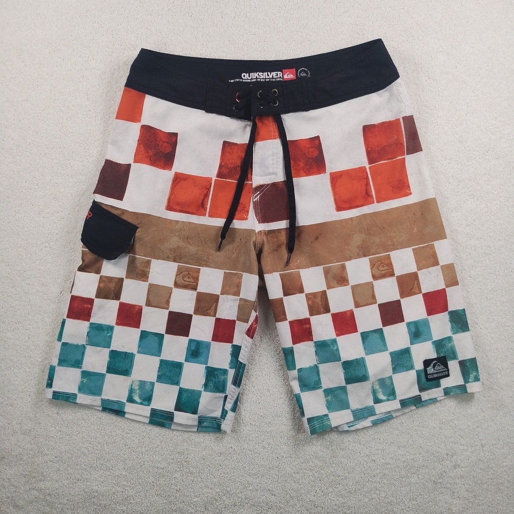 Quicksilver Cypher Board Shorts Size 32 Diamond Dobby 4 Way Stretch Surf Swim